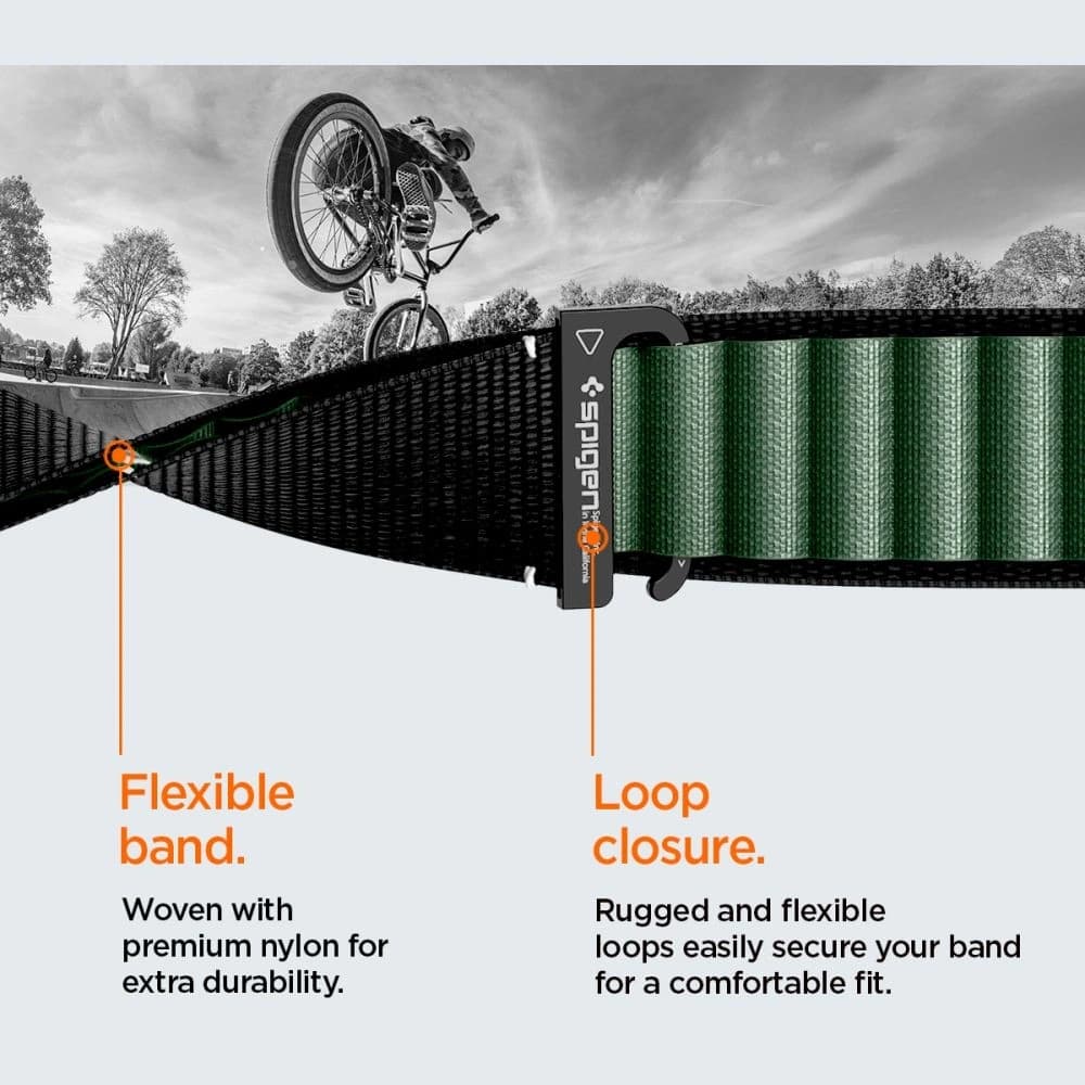 Spigen WBF1 Szíj Apple Watch 6/7/8/9/10/SE/Ultra 1/2 44/45/46/49mm Fekete/zöld - 15