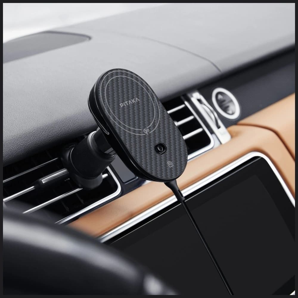 Uchwyt samochodowy z ładowarką bezprzewodową PITAKA MagEZ Pro 2 Qi2 15W NFC MagSafe czarno szary - 8