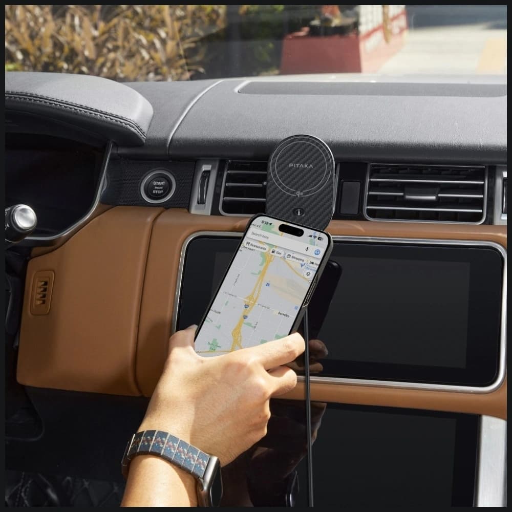 Uchwyt samochodowy z ładowarką bezprzewodową PITAKA MagEZ Pro 2 Qi2 15W NFC MagSafe czarno szary - 11