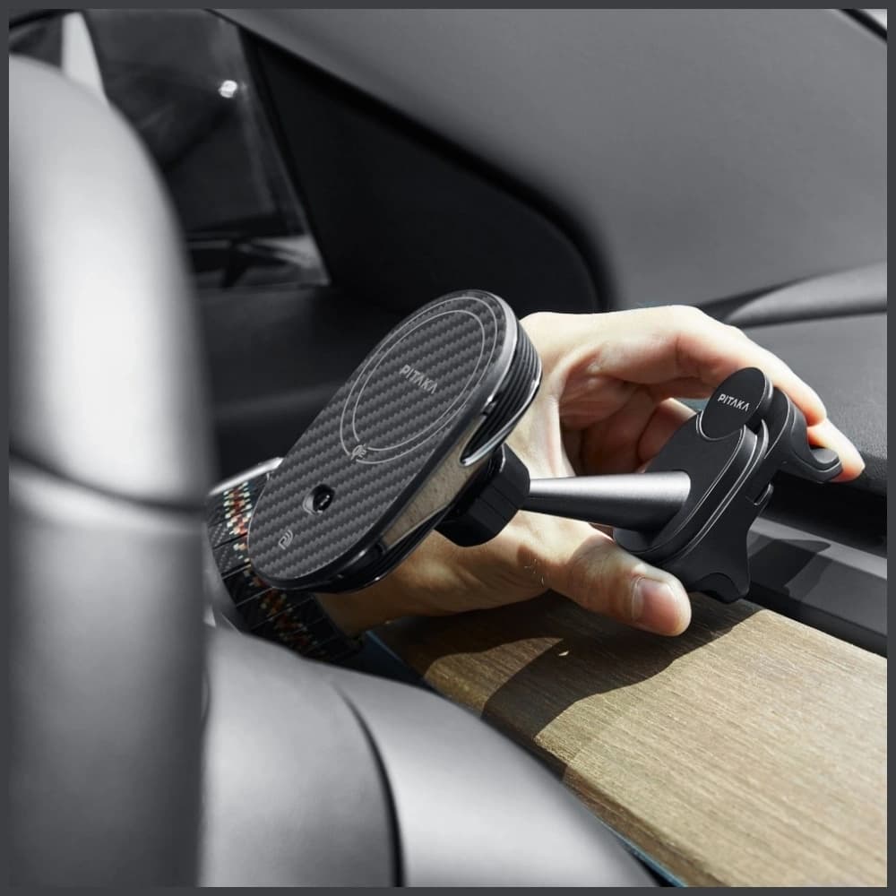 Uchwyt samochodowy z ładowarką bezprzewodową PITAKA MagEZ Pro 2 Qi2 Tesla MagSafe do Tesla Model 3/Y czarno szary - 6