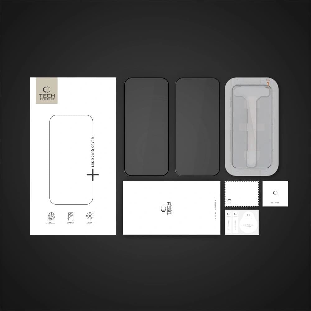 [CR] Tech-Protect Quick Set+ gehärtetes Glas für Apple iPhone 16 Pro Schwarz - 6