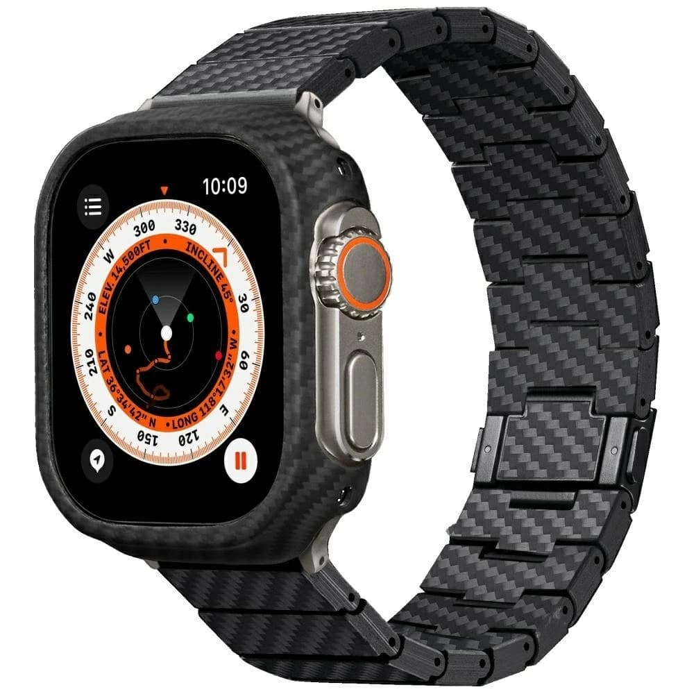 PITAKA Szénszálas Modern Apple Watch 1/2/3/4/5/6/7/8/9/10/11/SE/SE 3/Ultra/Ultra 2/Ultra 3 fekete szürke - 1