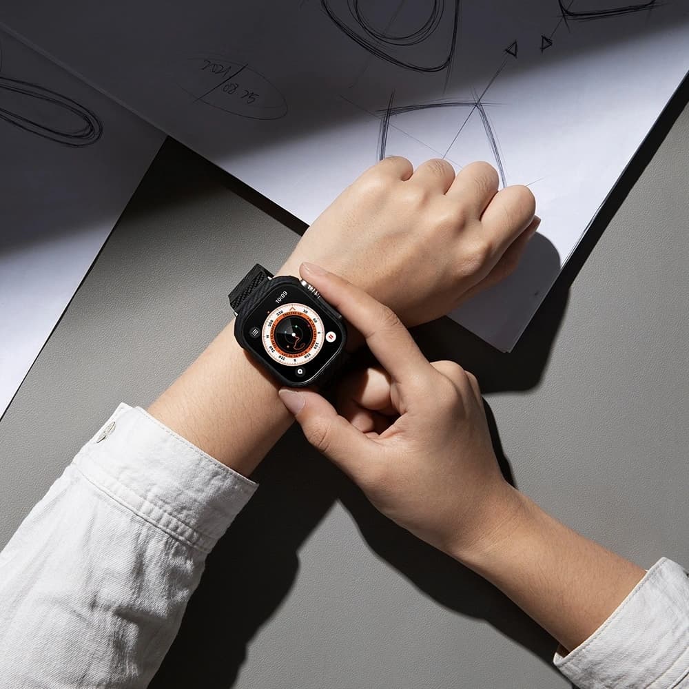 PITAKA Szénszálas Modern Apple Watch 1/2/3/4/5/6/7/8/9/10/11/SE/SE 3/Ultra/Ultra 2/Ultra 3 fekete szürke - 16