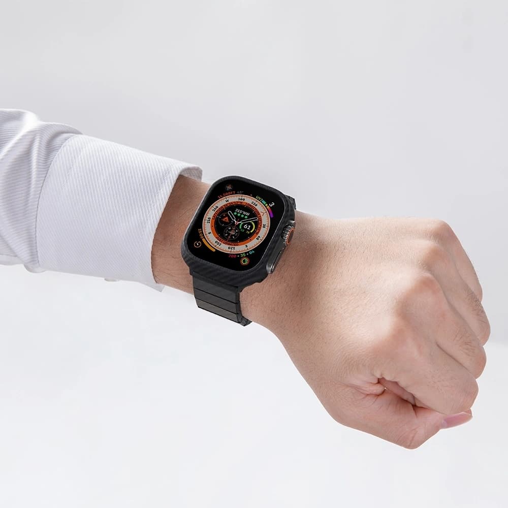 PITAKA Szénszálas Modern Apple Watch 1/2/3/4/5/6/7/8/9/10/11/SE/SE 3/Ultra/Ultra 2/Ultra 3 fekete szürke - 17