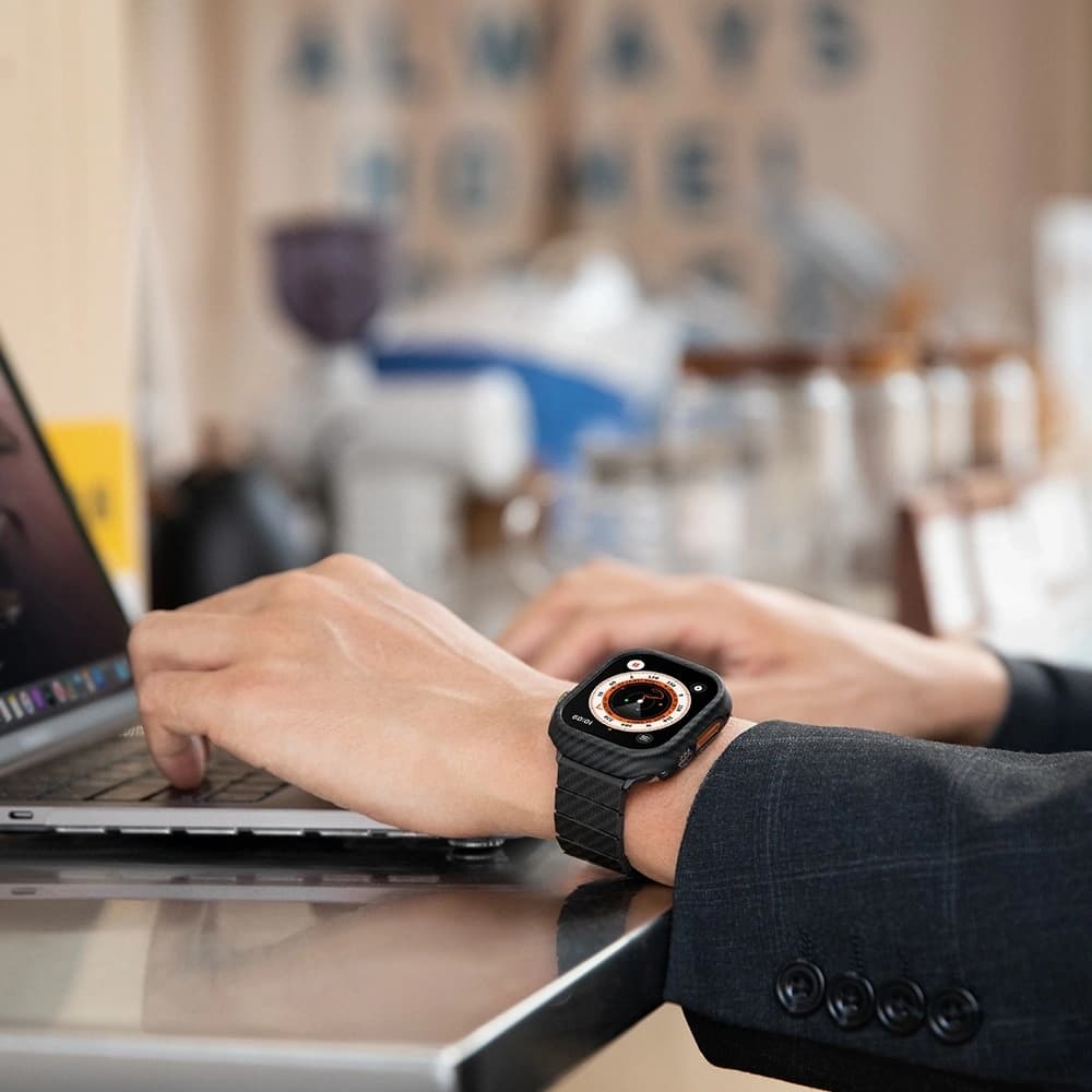 PITAKA Szénszálas Modern Apple Watch 1/2/3/4/5/6/7/8/9/10/11/SE/SE 3/Ultra/Ultra 2/Ultra 3 fekete szürke - 20