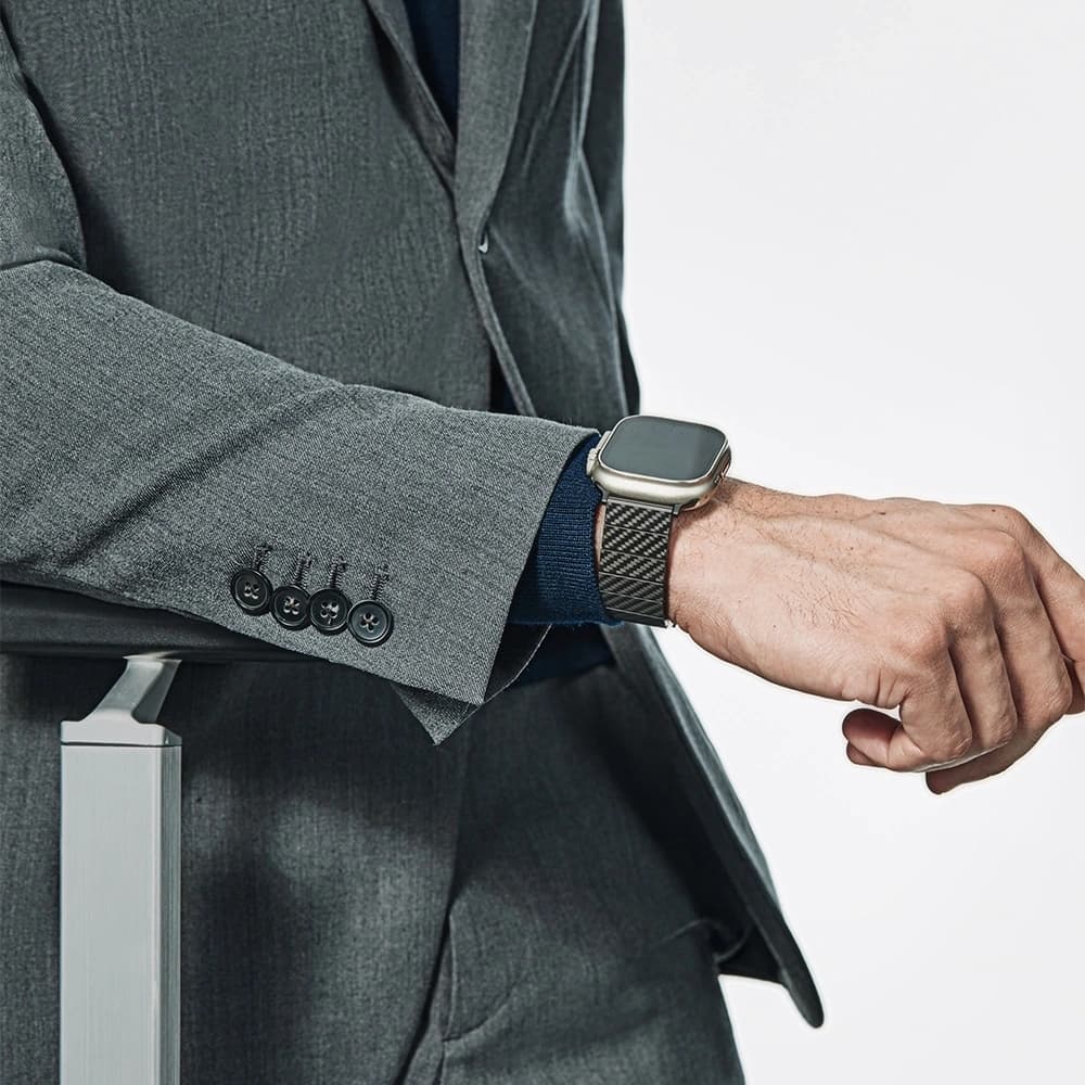 PITAKA Szénszálas Modern Apple Watch 1/2/3/4/5/6/7/8/9/10/11/SE/SE 3/Ultra/Ultra 2/Ultra 3 fekete szürke - 24