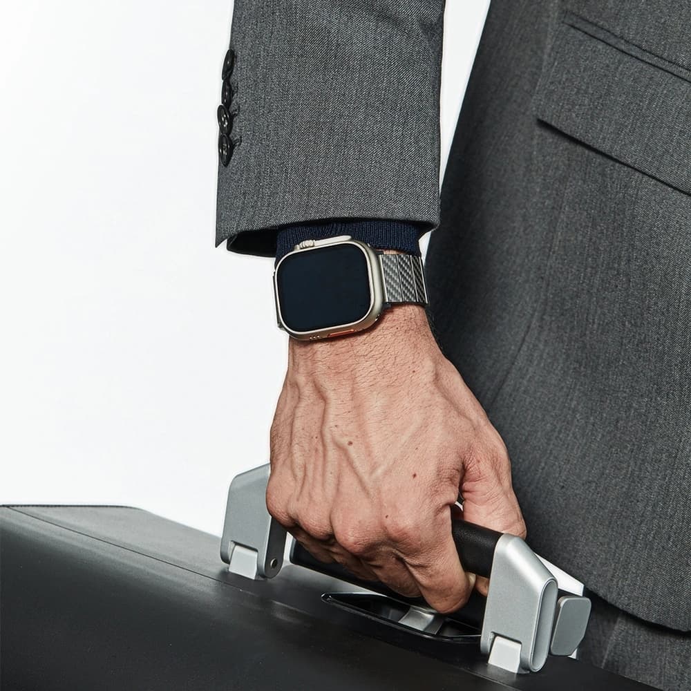 PITAKA Szénszálas Modern Apple Watch 1/2/3/4/5/6/7/8/9/10/11/SE/SE 3/Ultra/Ultra 2/Ultra 3 fekete szürke - 25