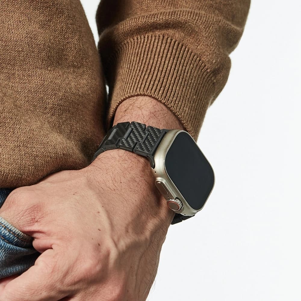 PITAKA Szénszálas Modern Apple Watch 1/2/3/4/5/6/7/8/9/10/11/SE/SE 3/Ultra/Ultra 2/Ultra 3 fekete szürke - 26