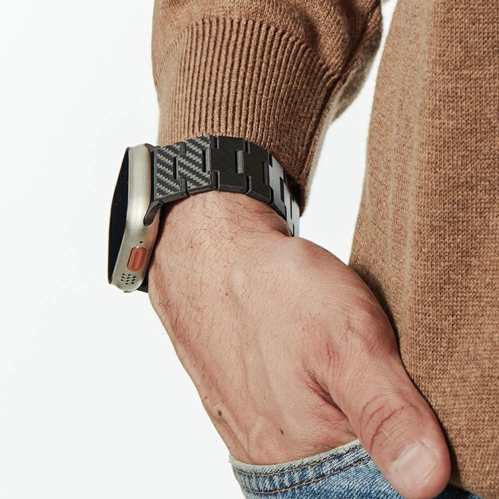 PITAKA Szénszálas Modern Apple Watch 1/2/3/4/5/6/7/8/9/10/11/SE/SE 3/Ultra/Ultra 2/Ultra 3 fekete szürke - 27