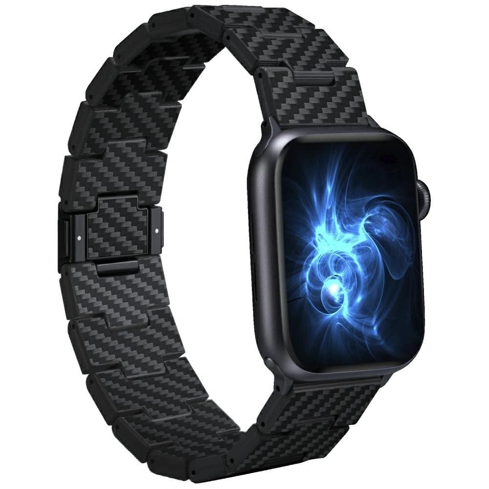 PITAKA Szénszálas Retro Apple Watch 1/2/3/4/5/6/7/8/9/10/11/SE/SE 3/Ultra/Ultra 2/Ultra 3 fekete szürke - 1