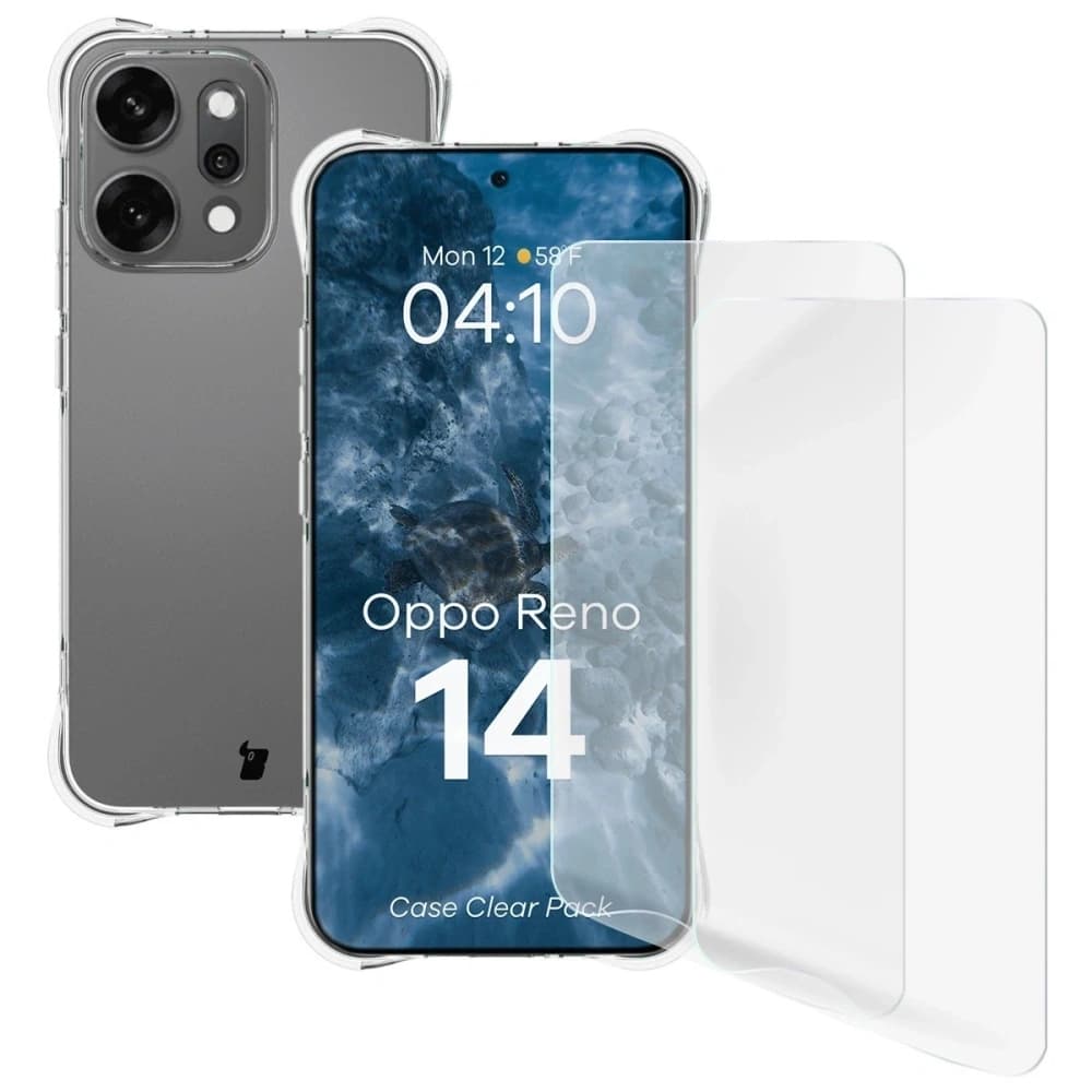 Bizon Case Clear Pack case + 2x screen film Oppo Reno 14 - 1