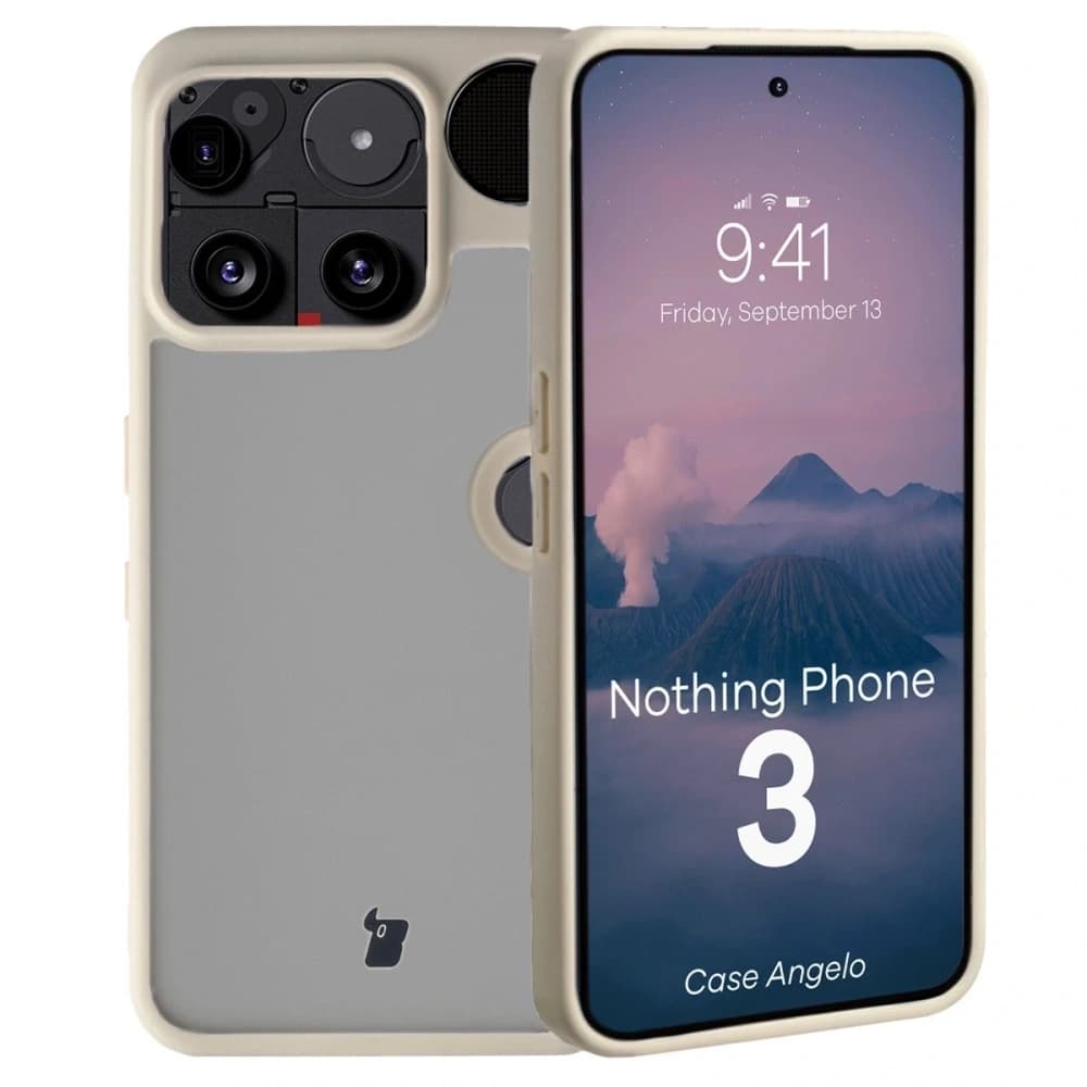 Bizon Case Angelo Nothing Phone (3) semi-transparent mit einem beigen Rahmen - 1