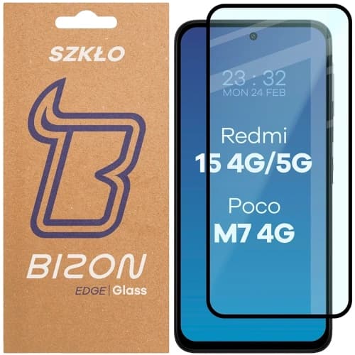 Bizon Glass Edge 2 Xiaomi Redmi 15 4G / 5G / POCO M7 4G schwarzer Rahmen