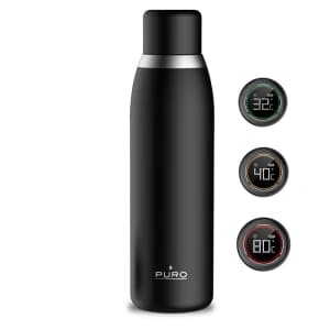 PURO Smart Bottle 500ml INOX Thermoflasche mit LED Smart Cap (Schwarz)