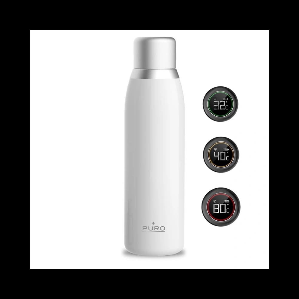 PURO Smart Bottle 500ml INOX Thermoflasche mit LED Smart Cap (Weiß) - 1