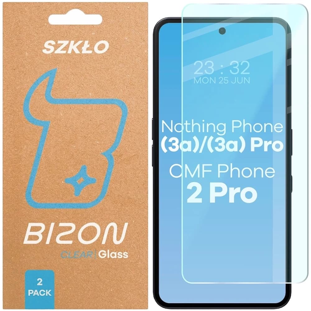 Bizon Glass Clear Duo Nothing Phone (3a) / (3a) Pro / CMF Phone 2 Pro [2 PACK] - 1