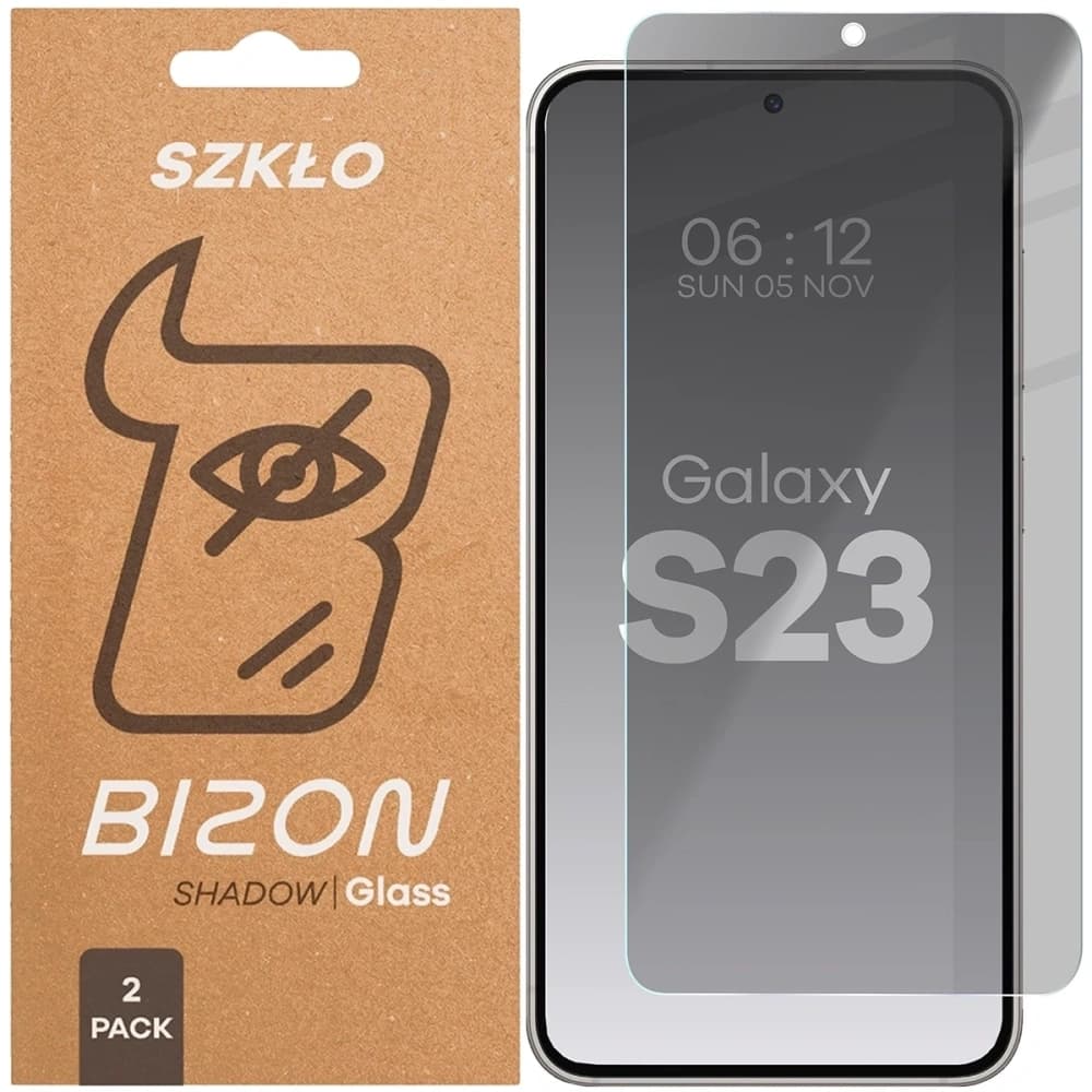 Prywatyzujące szkło hartowane Bizon Glass Clear Shadow do Samsung Galaxy S23 przyciemniane [2 PACK] - 1