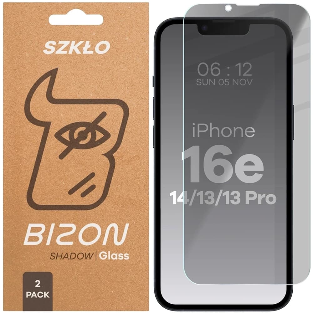 Bizon Glass Clear Shadow Apple iPhone 17e / 16e / 14 / 13 Pro / 13 getönt [2 PACK] - 1
