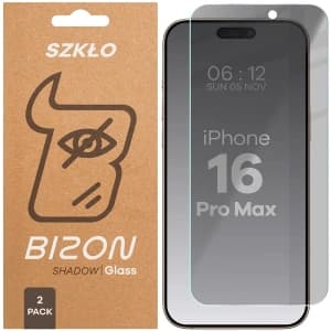 Bizon Glass Clear Shadow Apple iPhone 16 Pro Max tinted [2 PACK]