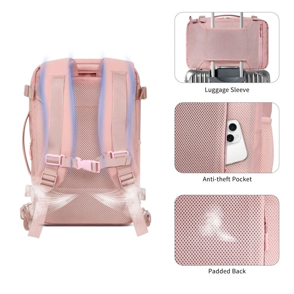 Tech-Protect Defender S50 Ryanair & Wizzair Cestovní batoh na laptop do kabiny 20L 40x20x25 Prašná růžová - 7