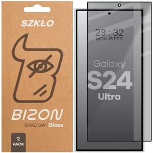 Bizon Glass Edge Shadow Duo Samsung Galaxy S24 Ultra tinted with a black frame [2 PACK]