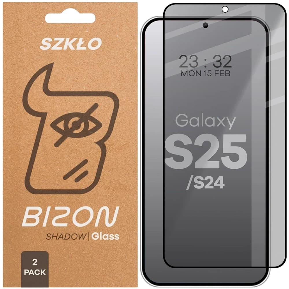 Bizon Glass Edge Shadow Duo Samsung Galaxy S25 / S24 tinted with a black frame [2 PACK] - 1