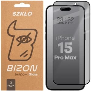 Bizon Glass Edge Shadow Duo Apple iPhone 15 Pro Max getönt mit einem schwarzen Rahmen [2 PACK]