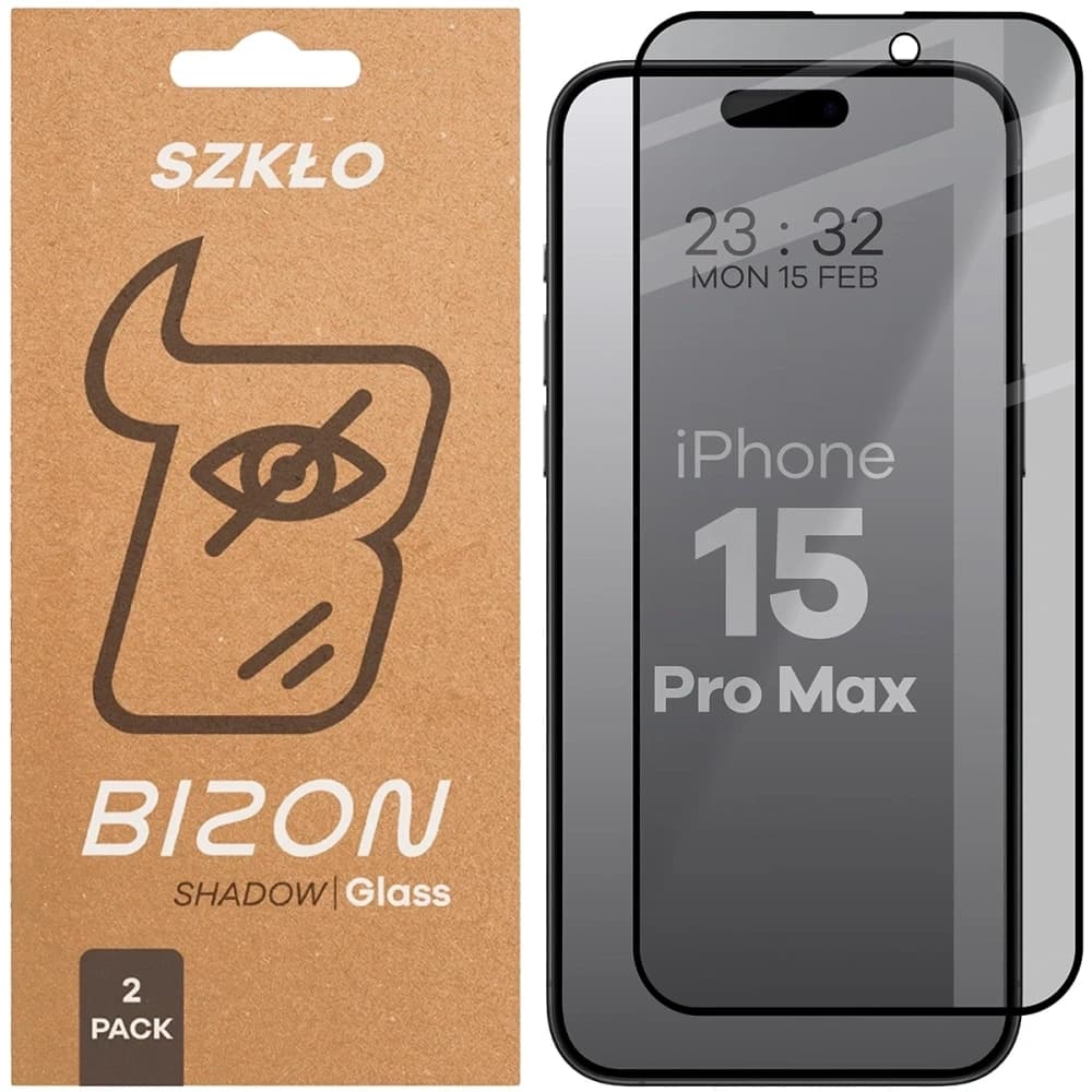 Bizon Glass Edge Shadow Duo Apple iPhone 15 Pro Max tinted with a black frame [2 PACK] - 1