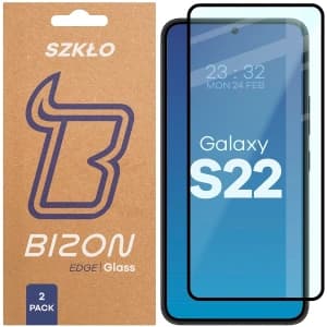 Bizon Glass Edge Duo Samsung Galaxy S22 cadru negru [2 PACHET]