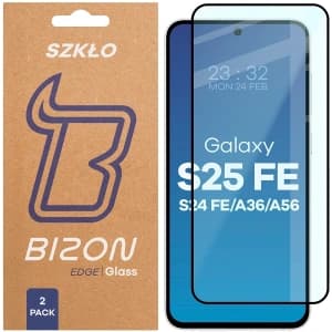Bizon Glass Edge Duo Samsung Galaxy S25 FE / S24 FE / A36 5G / A56 5G schwarzer Rahmen [2 PACK]
