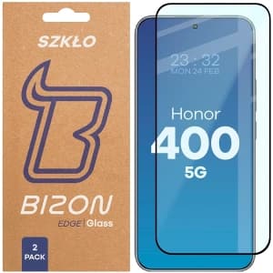 Bizon Glass Edge Duo Honor 400 black frame [2 PACK]