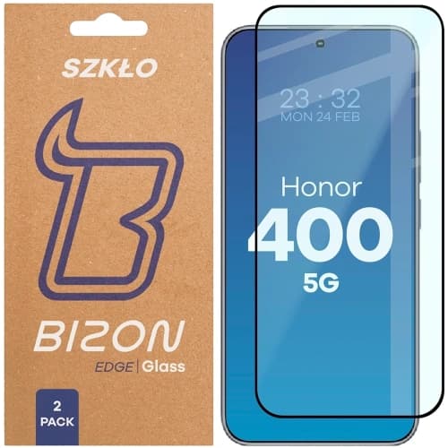 Bizon Glass Edge Duo Honor 400 black frame [2 PACK]