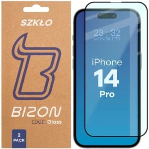 Bizon Glass Edge Duo Apple iPhone 14 Pro schwarzer Rahmen [2 PACK]