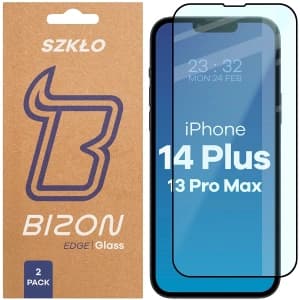 Bizon Glass Edge Duo Apple iPhone 14 Plus / 13 Pro Max black frame [2 PACK]
