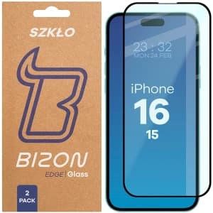 Bizon Glass Edge Duo Apple iPhone 15 / 16 black frame [2 PACK]