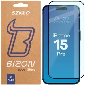 Bizon Glass Edge Duo Apple iPhone 15 Pro black frame [2 PACK]