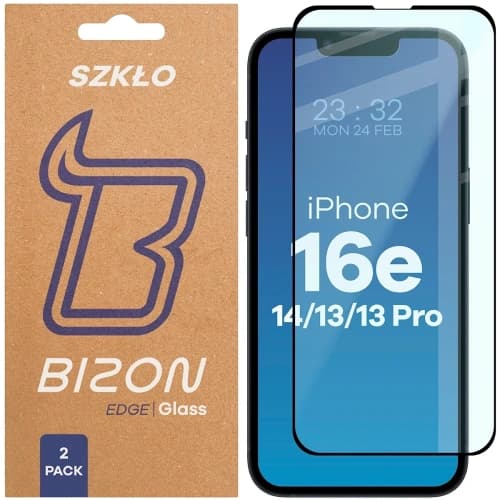 Bizon Glass Edge Duo Apple iPhone 17e / 16e / 14 / 13 Pro / Apple iPhone 13 fekete keret [2 CSOMAG]