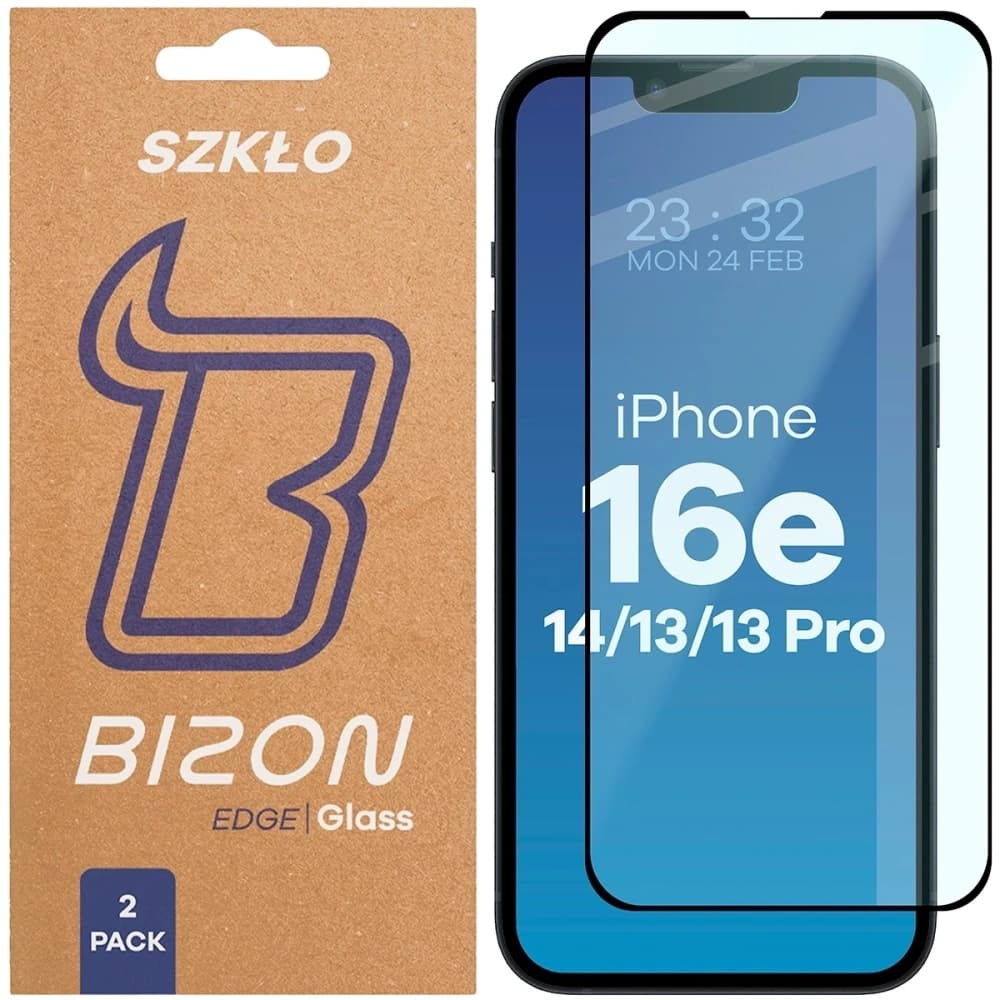 Bizon Glass Edge Duo Apple iPhone 17e / 16e / 14 / 13 Pro / Apple iPhone 13 schwarzer Rahmen [2 PACK] - 1