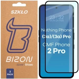 Bizon Glass Edge Duo Nothing Phone (3a) / (3a) Pro / CMF Phone 2 Pro schwarzer Rahmen [2 PACK]