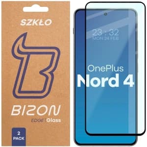 Szkło hartowane Bizon Glass Edge Duo do OnePlus Nord 4 czarna ramka [2 PACK]