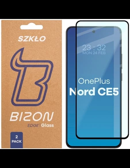 Szkło hartowane Bizon Glass Edge Duo do OnePlus Nord CE5 5G czarna ramka [2 PACK]