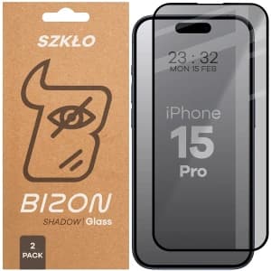Bizon Glass Edge Shadow Duo Apple iPhone 15 Pro tinted with a black frame [2 PACK]