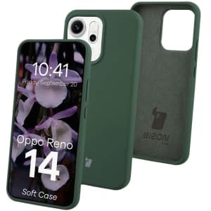 Silikonowe etui Bizon Soft Case do Oppo Reno 14 ciemnozielone