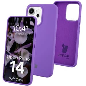 Silikonowe etui Bizon Soft Case do Oppo Reno 14 fioletowe