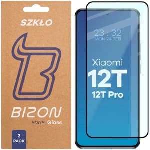 Bizon Glass Edge Duo Xiaomi 12T / 12T Pro schwarzer Rahmen [2 PACK]
