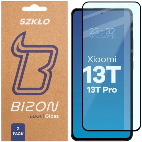 Bizon Glass Edge Duo Xiaomi 13T Pro / 13T cadru negru [2 PACHET]