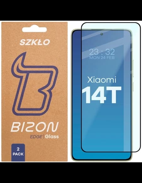 Szkło hartowane Bizon Glass Edge Duo do Xiaomi 14T czarna ramka [2 PACK]