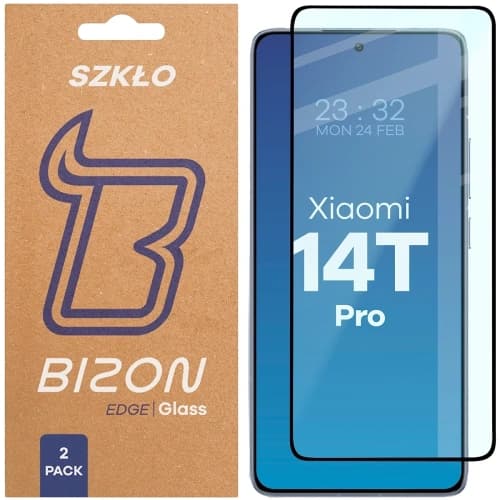 Bizon Glass Edge Duo Xiaomi 14T Pro schwarzer Rahmen [2 PACK]