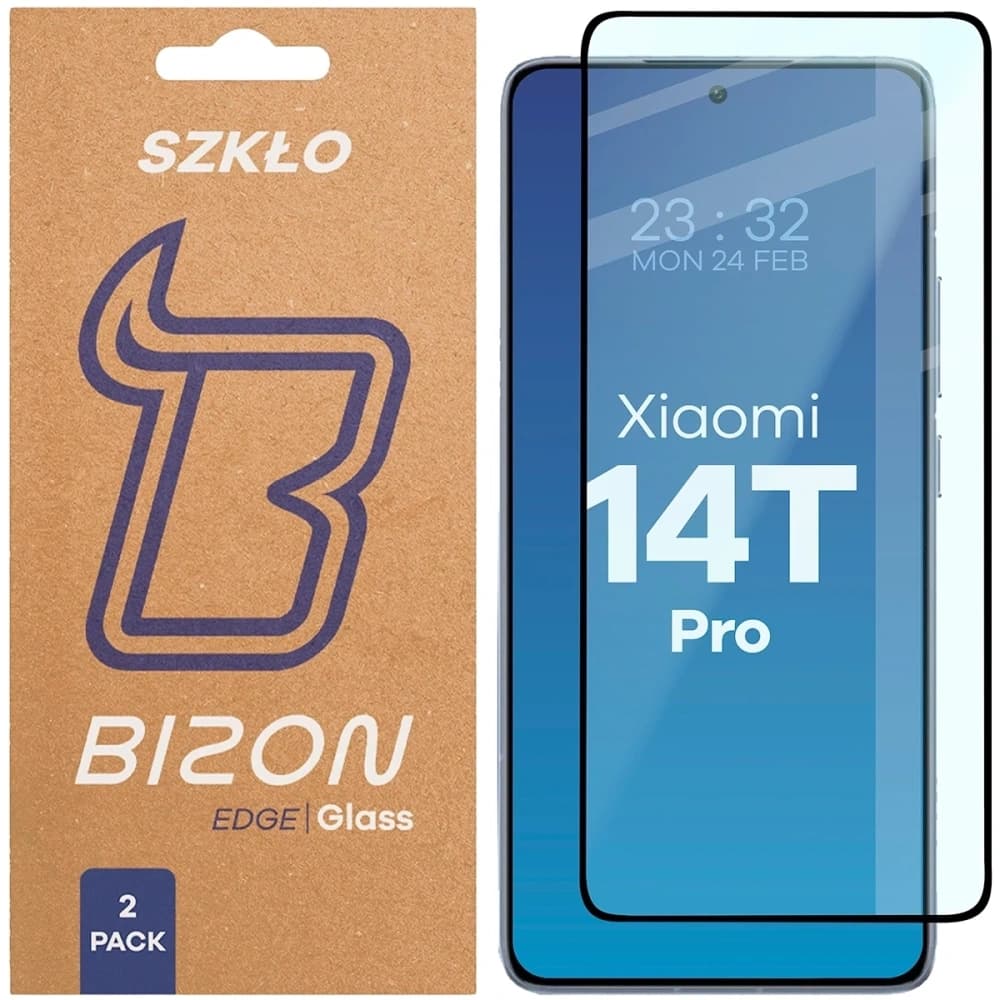 Bizon Glass Edge Duo Xiaomi 14T Pro schwarzer Rahmen [2 PACK] - 1