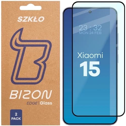 Bizon Glass Edge Duo Xiaomi 15 fekete keret [2 CSOMAG]